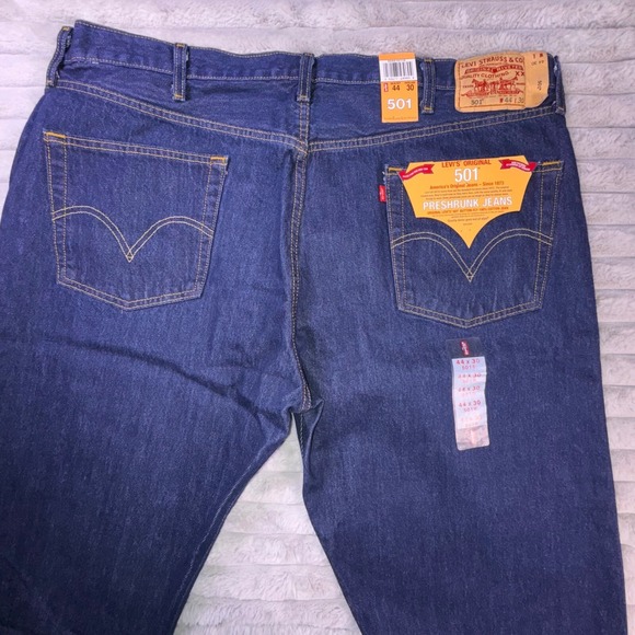Levi's 501XX Original Fit Jeans Preshrunk Dark Wash Straight Leg 44x30 DEADSTOCK - Picture 12 of 14